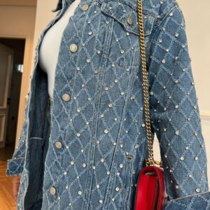 Veste jeans bleu diamants
